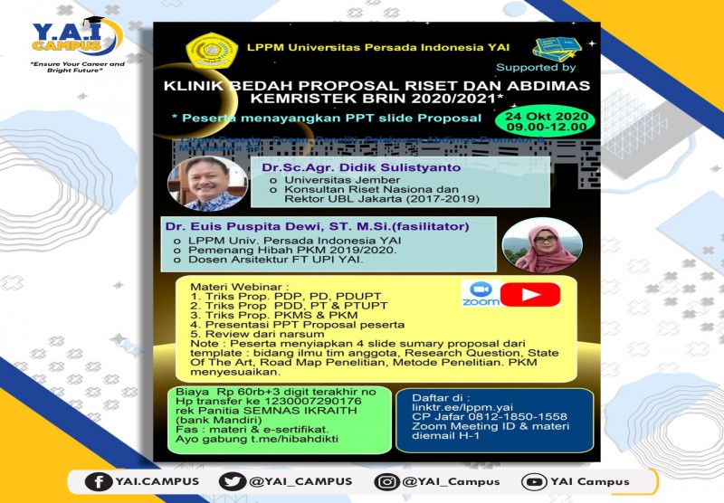 Webinar : KLINIK BEDAH PROPOSAL RISET DAN ABDIMAS KEMRISTEK BRIN 2020/2021