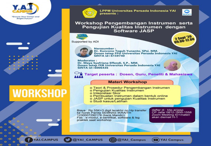 Workshop Pengembangan Instrumen  serta  Pengujian Kualitas Instrumen  dengan Software JASP