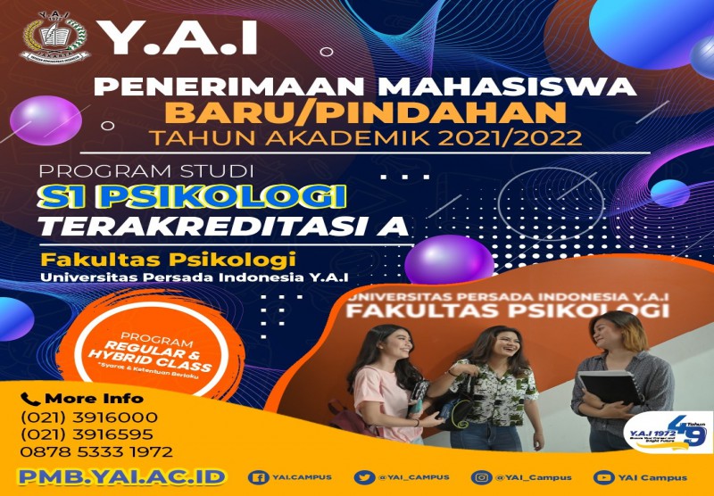 Menerima Mahasiswa Baru/Pindahan Tahun Akademik 2021/2022 Program Studi Psikologi