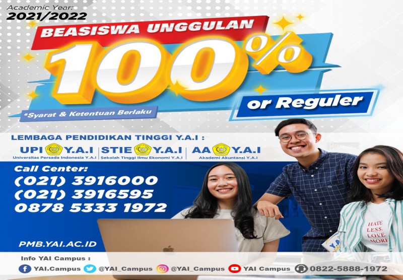 Program Beasiswa Reguler dan Beasiswa Unggulan Bebas Uang Pangkal 100%