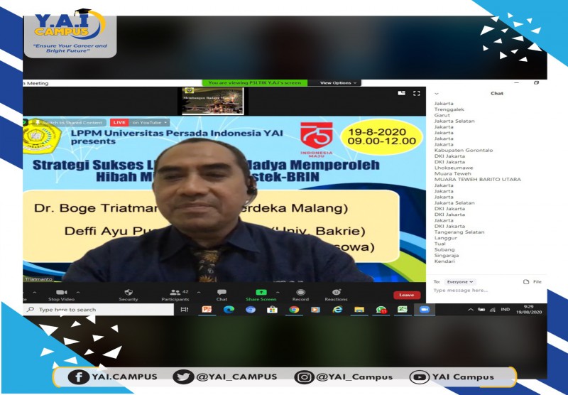 Webinar "Strategi Sukses LPPM Klaster Madya Memperoleh Hibah Milyaran dari Ristek-BRIN"